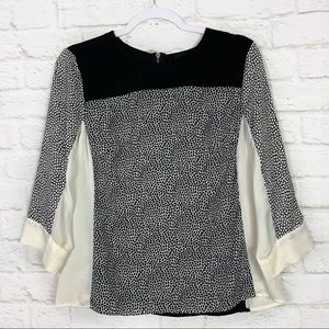 Cynthia Rowley Colorblock Polka Dot Zip Back Top S